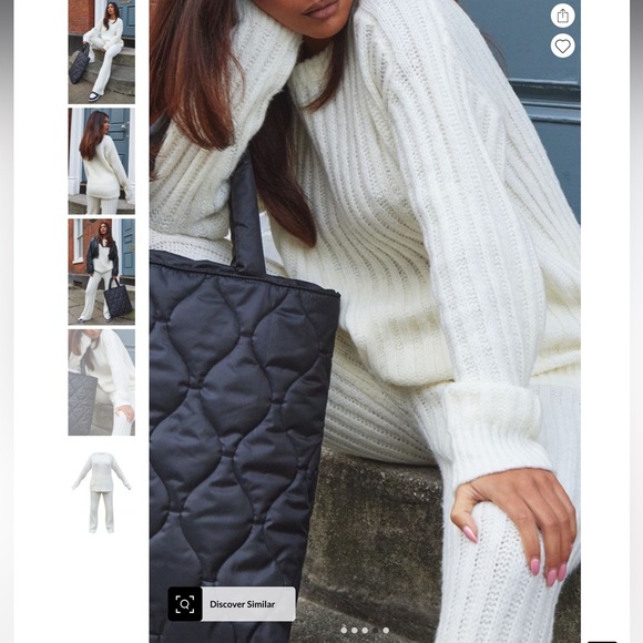 PrettyLittleThing Cream Chunky Ribbed Knitted Set - Picture 4 of 5